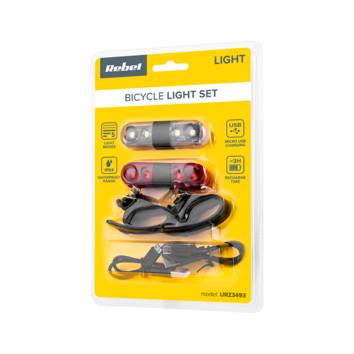 Комплект велосипедних ліхтарів (з USB-кабелем) Rebel URZ3493 - Зображення 4