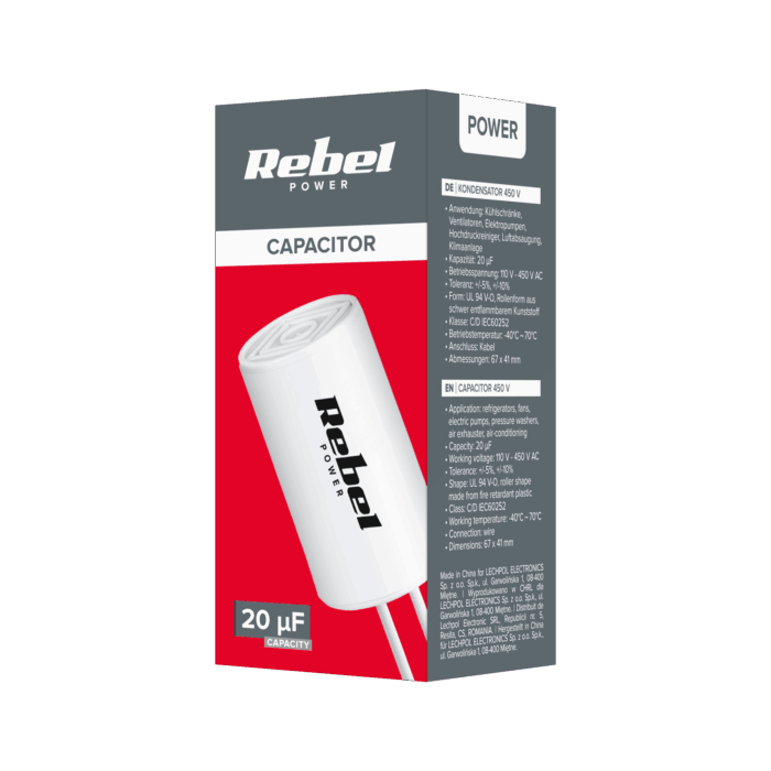 Конденсатор 20 Rebel URZ3133 мкФ 450 В для однофазних двигунів - Зображення 3