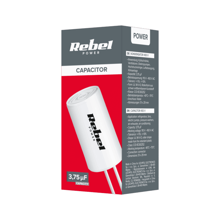 Конденсатор 3,75 Rebel URZ3128 мкФ 450 В для однофазних двигунів - Зображення 3
