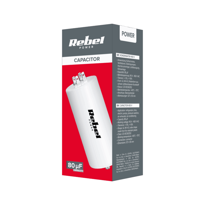 Конденсатор 80 Rebel URZ3141 мкФ 450 В для однофазних двигунів - Зображення 3