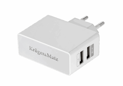 Зарядний пристрій Kruger&Matz 2100mA KM0017-A з двома USB-портами