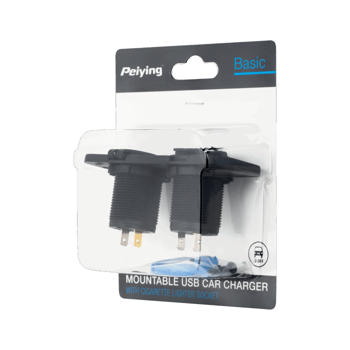 Автомобільний зарядний пристрій 2xUSB Peiying PY-CHR0002 3100 mA + гніздо прикурювача для встановлення - Зображення 3