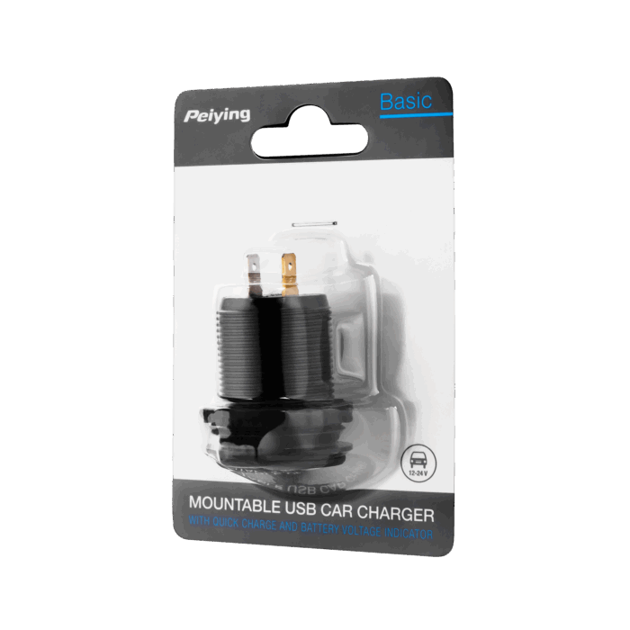 2 автомобільні Peiying PY-CHR0004 зарядні пристрої USB з функцією швидкої зарядки та вольтметром - Зображення 3