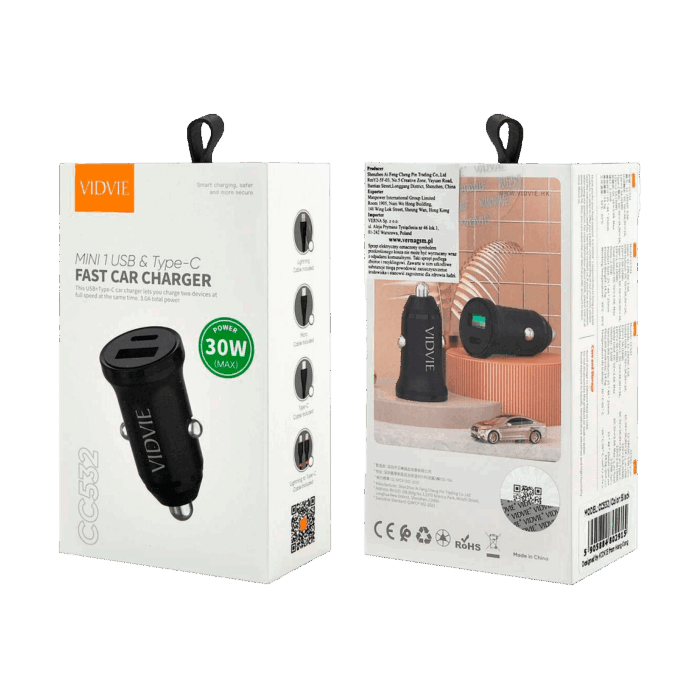 Автомобільний зарядний пристрій 30 Вт USB + USB Type-C GSM1061 з технологіями PowerDelivery та QuickCharge - Зображення 7
