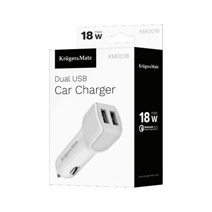 Автомобільний зарядний пристрій Kruger&Matz 2xUSB KM0018 3000 mA з функцією швидкої зарядки Quick Charge 3.0 - Зображення 4