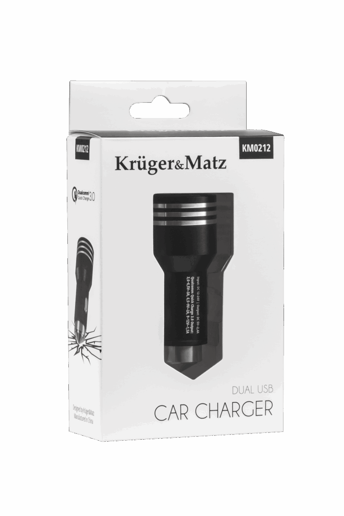 Автомобільний зарядний пристрій Kruger&Matz 2xUSB KM0212 4800mA з функцією швидкої зарядки Quick Charge 3.0 - Зображення 3