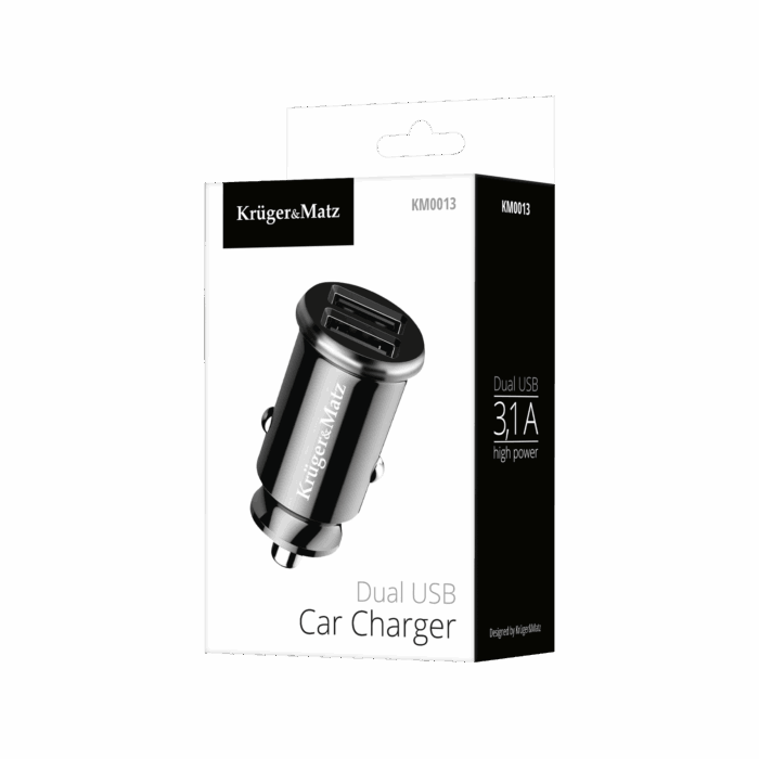 Автомобільний зарядний пристрій з двома USB-портами Krüger&matz KM0013 3100 мА та функцією швидкої зарядки Quick Charge 3.0 - Зображення 3