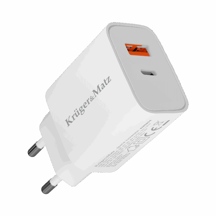 Зарядний пристрій Kruger&Matz GaN з двома USB-портами KM0854 функцією Power Delivery та швидкої зарядки Quick Charge - Зображення 4