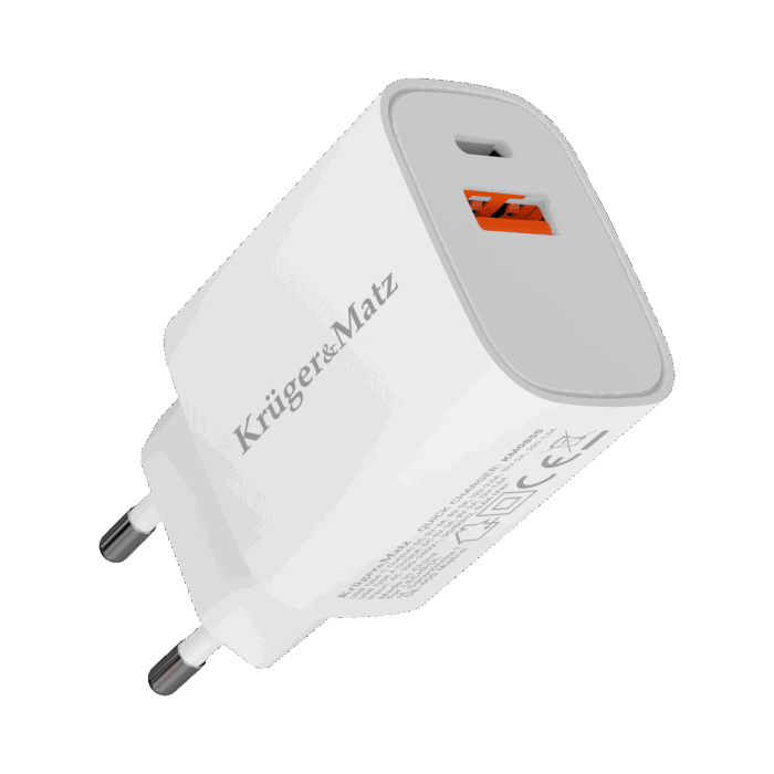 Зарядний пристрій GaN з двома USB-портами, Krüger&matz KM0855 функцією Power Delivery та швидкої зарядки Quick Charge - Зображення 4