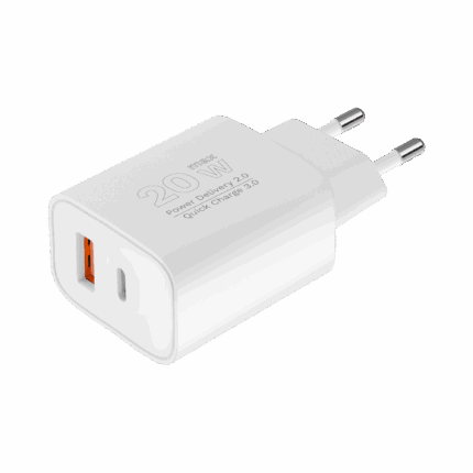 Зарядний пристрій Kruger&Matz GaN з двома USB-портами KM0854 функцією Power Delivery та швидкої зарядки Quick Charge