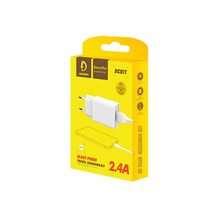 Зарядний пристрій USB + кабель USB Type-C GSM1064-W 2400 мА 12 Вт - Зображення 4