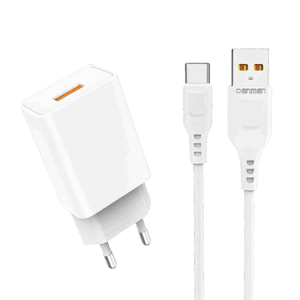 Зарядний пристрій USB + кабель USB Type-C GSM1064-W 2400 мА 12 Вт