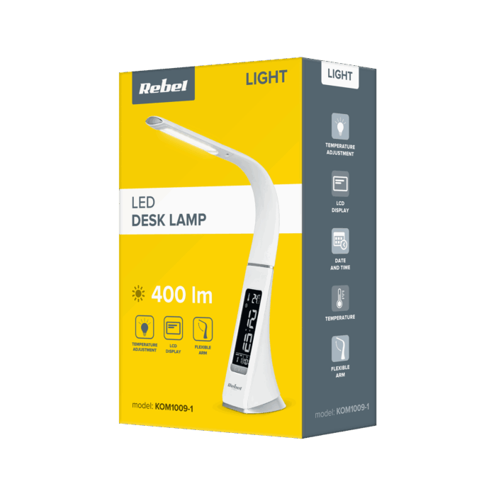 Настільна лампа Rebel KOM1009-1 Led (годинник, дата, температура) - Зображення 6