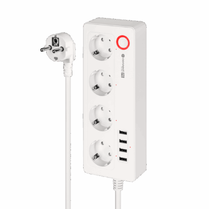 Подовжувач Kruger&Matz KM2250 на 4 німецькі розетки та 4xUSB 2100 мА Connect P6 Tuya