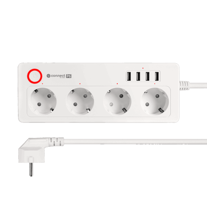 Подовжувач Kruger&Matz KM2250 на 4 німецькі розетки та 4xUSB 2100 мА Connect P6 Tuya - Зображення 3