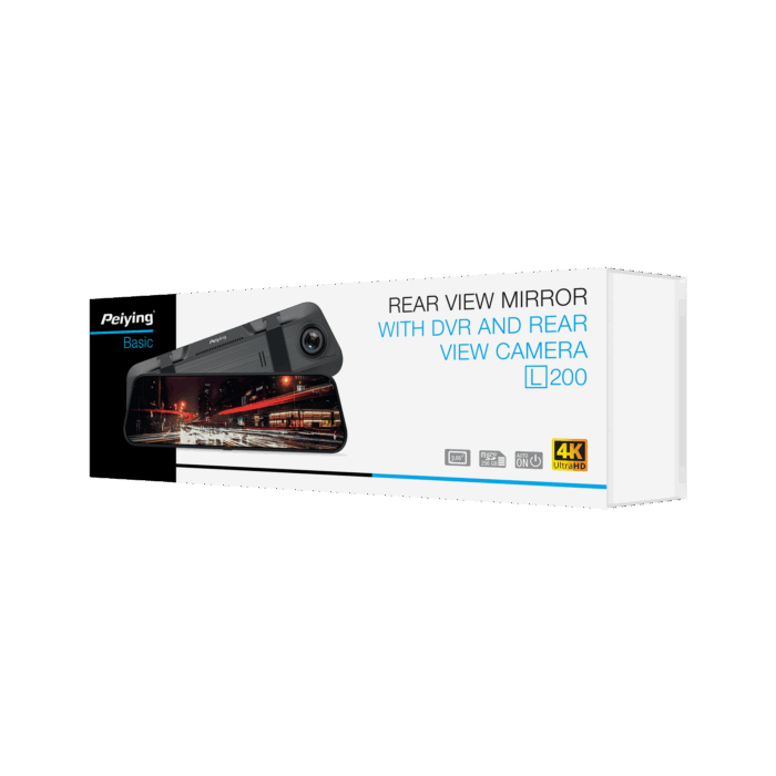 Автомобільне дзеркало Peiying PY-DVR032 Basic з відеореєстратором та камерою заднього виду L200 4K - Зображення 8