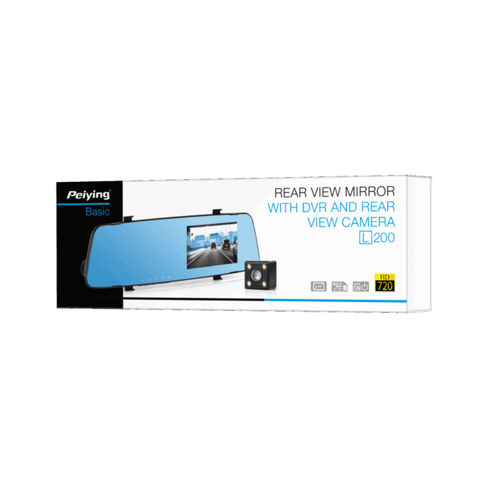 Автомобільне дзеркало Peiying PY-DVR031 Basic з реєстратором та камерою заднього виду L200 - Зображення 6