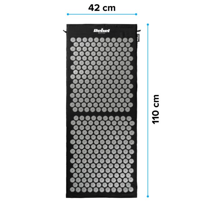 Килимок для здоров'я Rebel RBA-6010-BK Active Acupressure Spike з подушкою, 110x42 см, XL, сірі шипи - Зображення 8