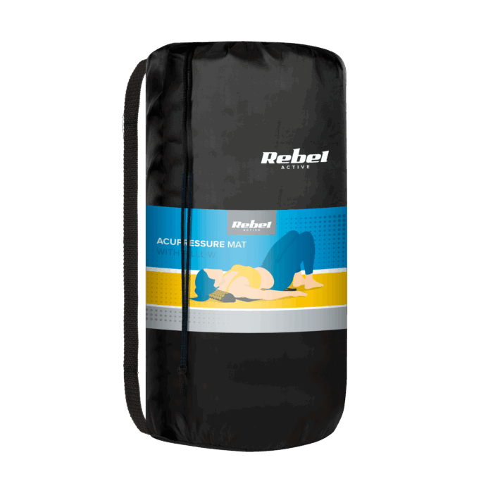 Килимок для акупресури Rebel RBA-6002-BK Active з шипами та подушкою, 72x42 см, сірі шипи - Зображення 5