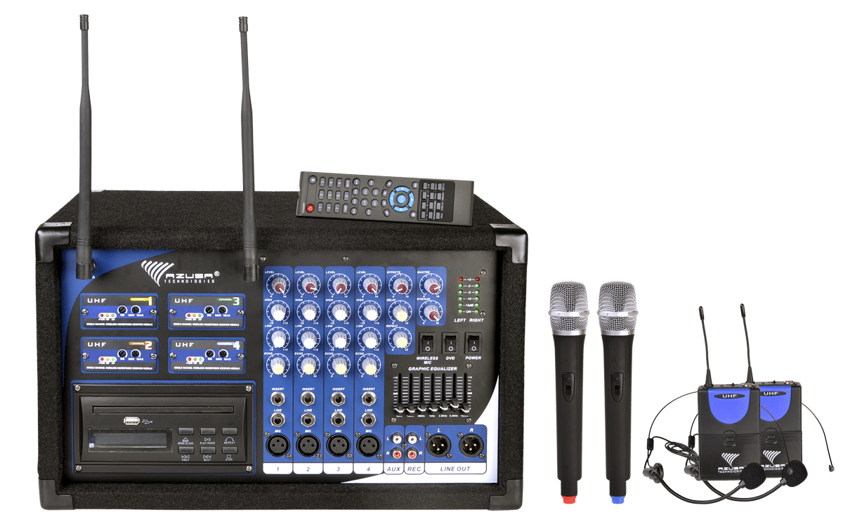 PA-180 UHF мікрофон 4 канали (2 ручних + 2 гарнітурних) PA-180 Azusa MIK0124 UHF мікрофон 4 канали (2 ручних + 2 гарнітурних)