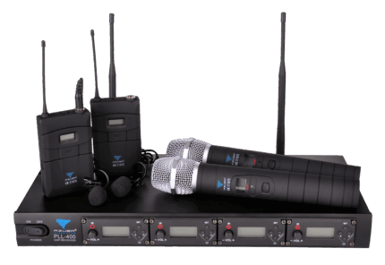 PLL-400 Azusa MIK0116 UHF мікрофон 4 канали (2 ручних + 2 на кліпсі)