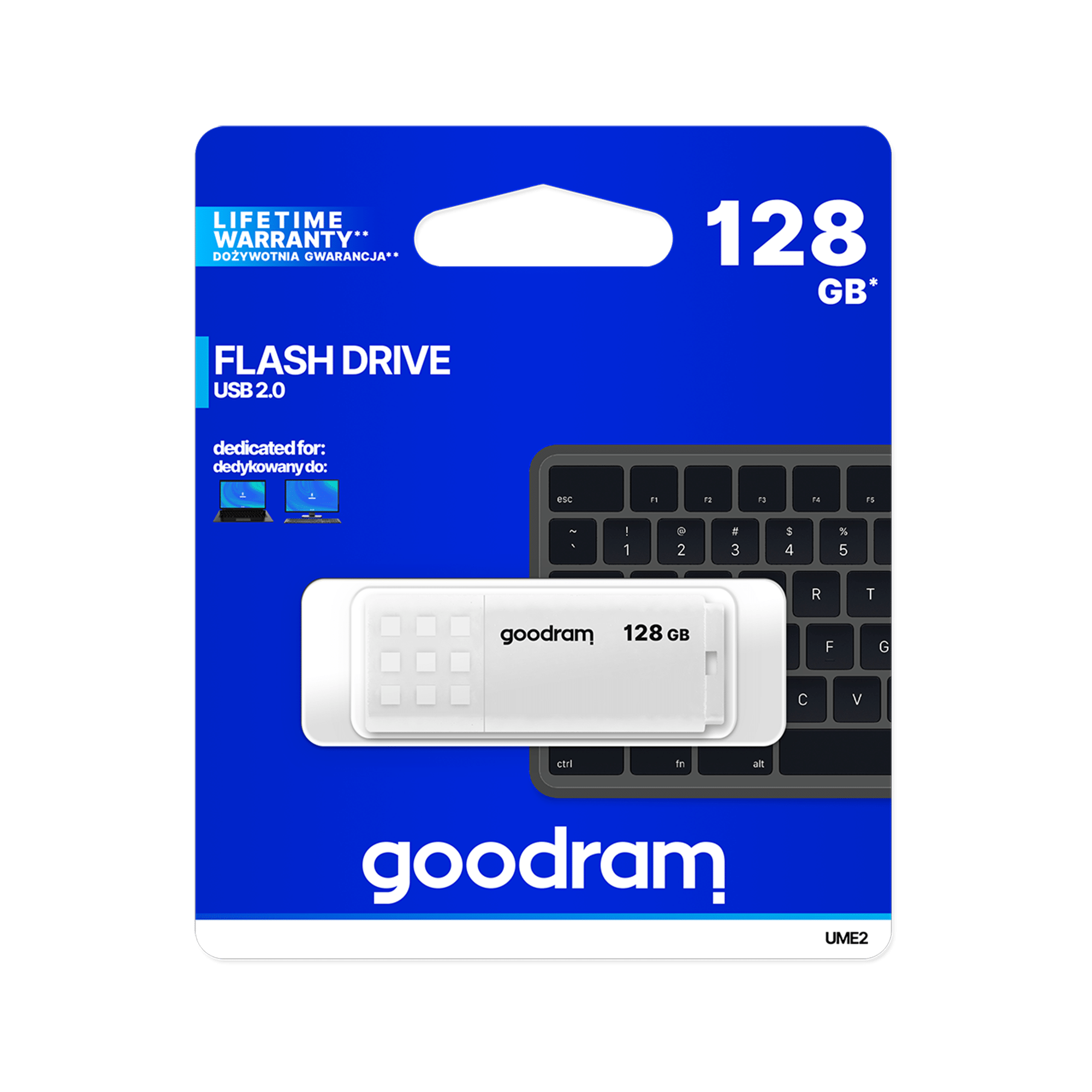 Флеш-накопичувач Goodram USB 2.0 128 ГБ білого кольору Флеш-накопичувач Goodram TGD-UME21280W0R11 USB 2.0 128 ГБ білого кольору