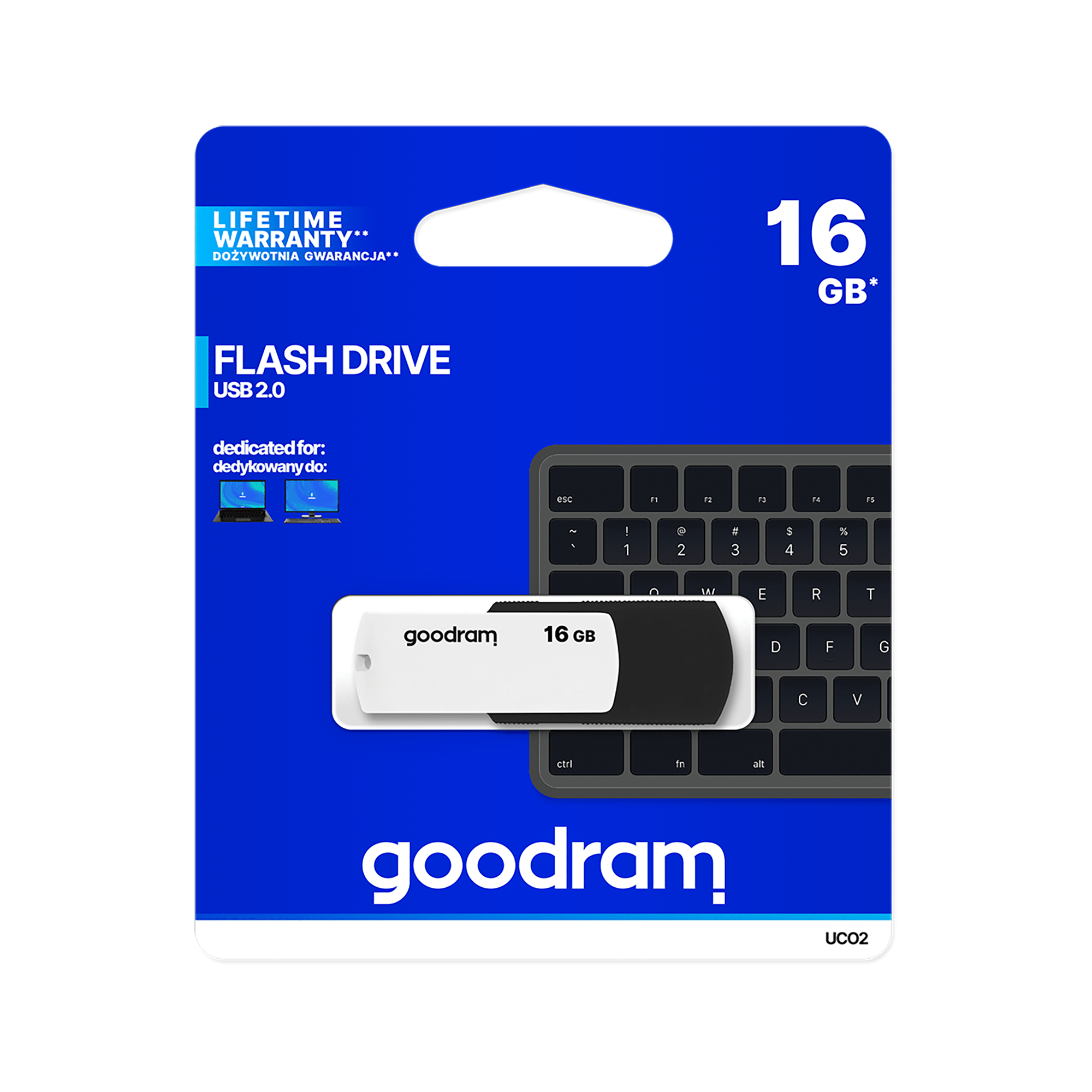 Флеш-накопичувач Goodram USB 2.0 16 ГБ чорно-білий Флеш-накопичувач Goodram TGD-UCO20160WR11 USB 2.0 16 ГБ чорно-білий