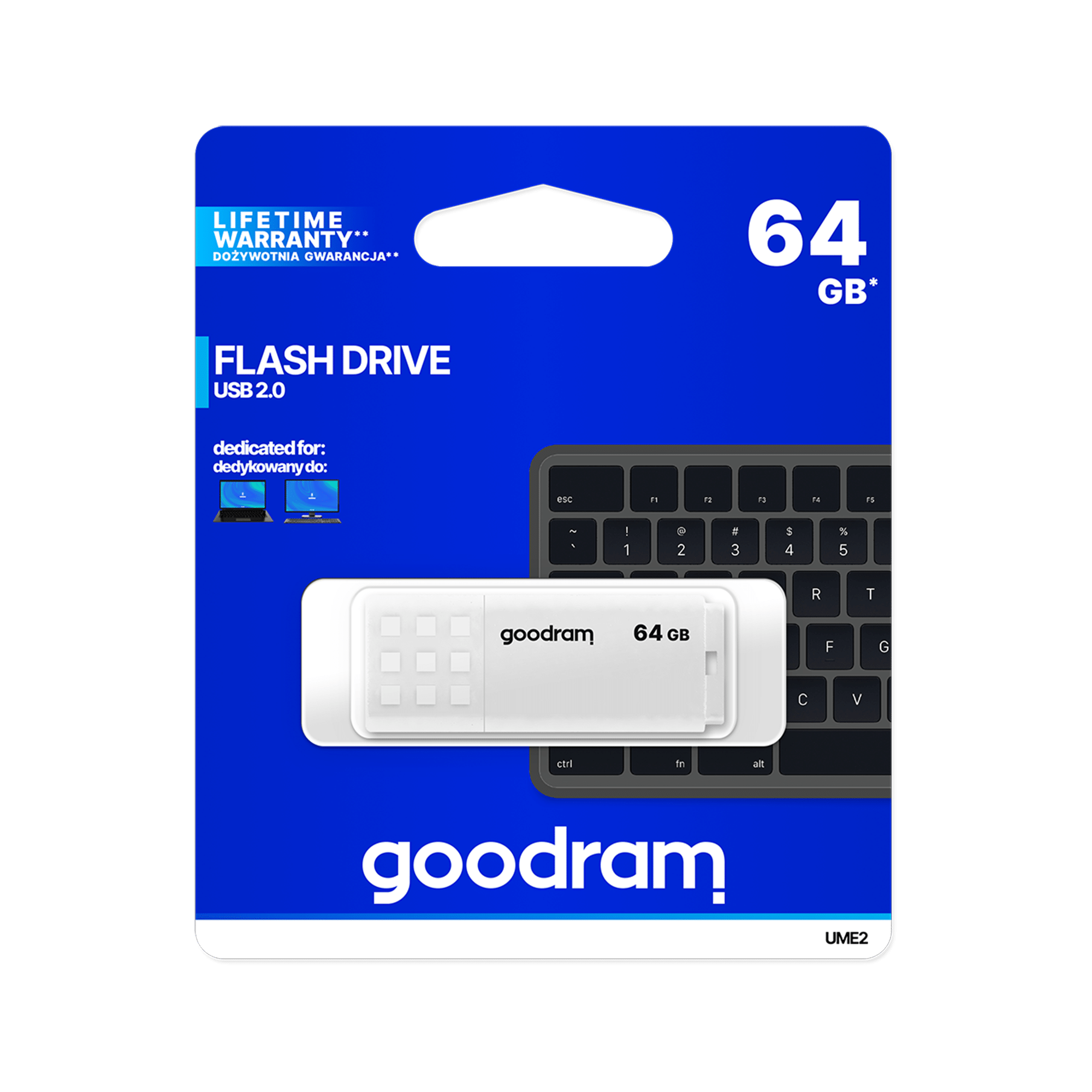 Флеш-накопичувач Goodram USB 2.0 64 ГБ білого кольору Флеш-накопичувач Goodram TGD-UME20640W0R11 USB 2.0 64 ГБ білого кольору
