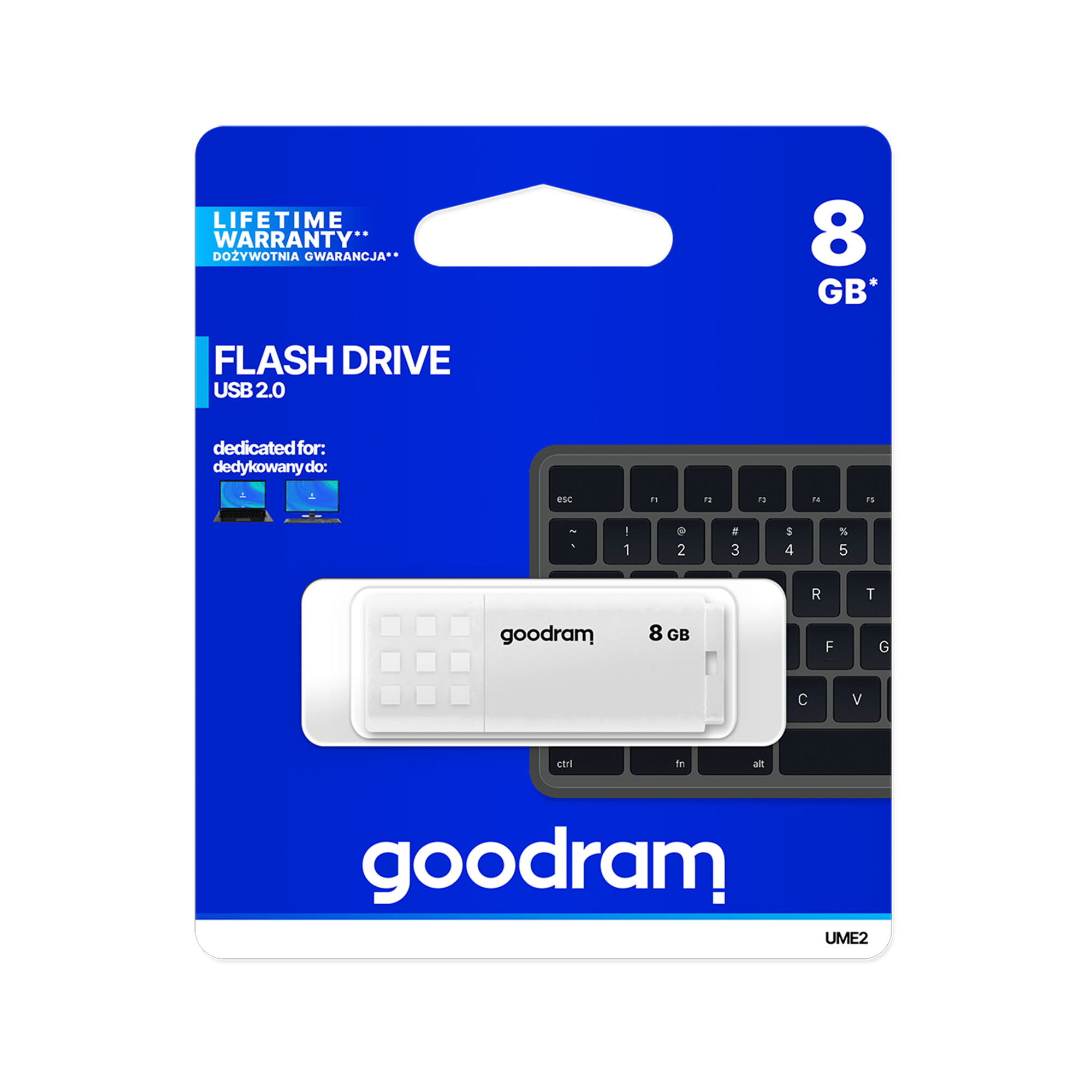 Флеш-накопичувач Goodram USB 2.0 8 ГБ білого кольору Флеш-накопичувач Goodram TGD-UME20080W0R11 USB 2.0 8 ГБ білого кольору