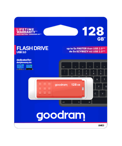 Флеш-накопичувач Goodram TGD-UME31280O0R11 USB 3.2 128 ГБ помаранчевого кольору