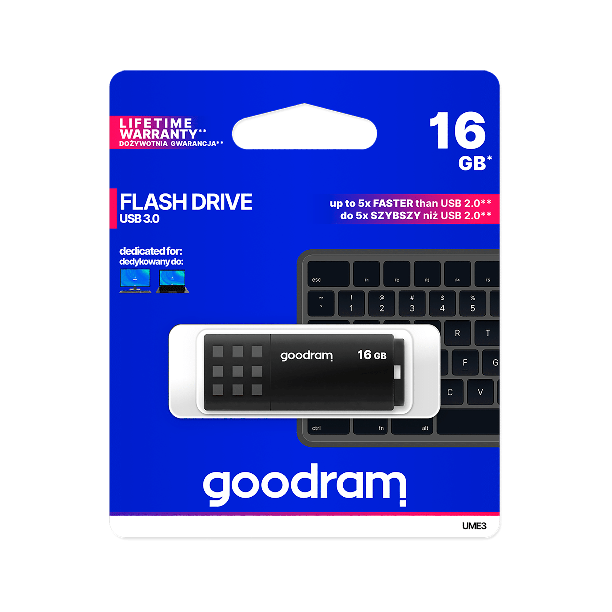 Флеш-накопичувач Goodram USB 3.2 16 ГБ чорного кольору Флеш-накопичувач Goodram TGD-UME30160K0R11 USB 3.2 16 ГБ чорного кольору