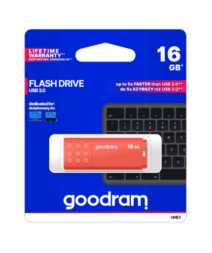 Флеш-накопичувач Goodram TGD-UME30160O0R11 USB 3.2 16 ГБ помаранчевого кольору