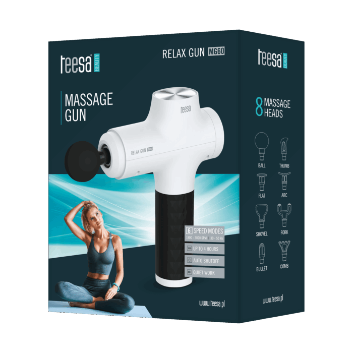 Масажний пістолет Teesa TSA0507 RELAX GUN MG60, 8 насадок, білий - Зображення 9