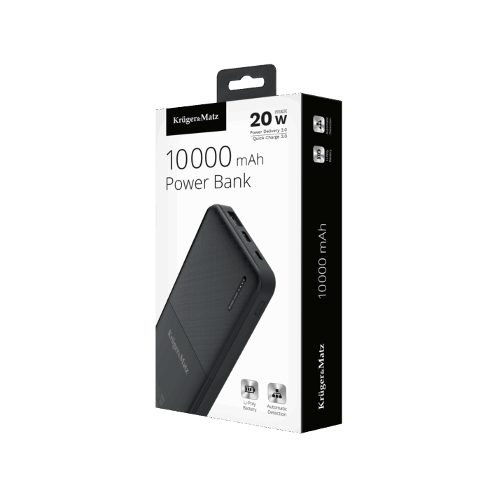Зовнішній акумулятор Kruger&Matz KM0904 10000 мАг (літій-полімерний) з функцією контролю якості та розрядження (PD) - Зображення 7