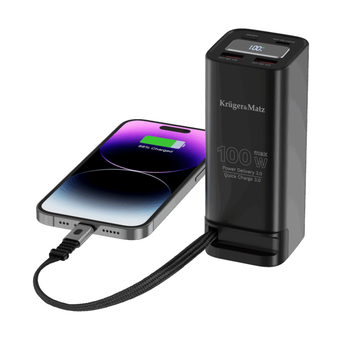 Зовнішній акумулятор PowerBank 20000 мАг, літій-іонний, Krüger&matz KM0915 100 Вт з функцією контролю якості та розрядження (PD) - Зображення 7