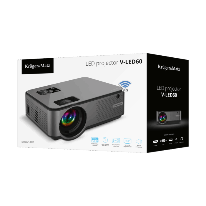 Світлодіодний проектор Kruger&Matz V-LED60 KM0371-FHD з Wi-Fi та роздільною здатністю FullHD - Зображення 9