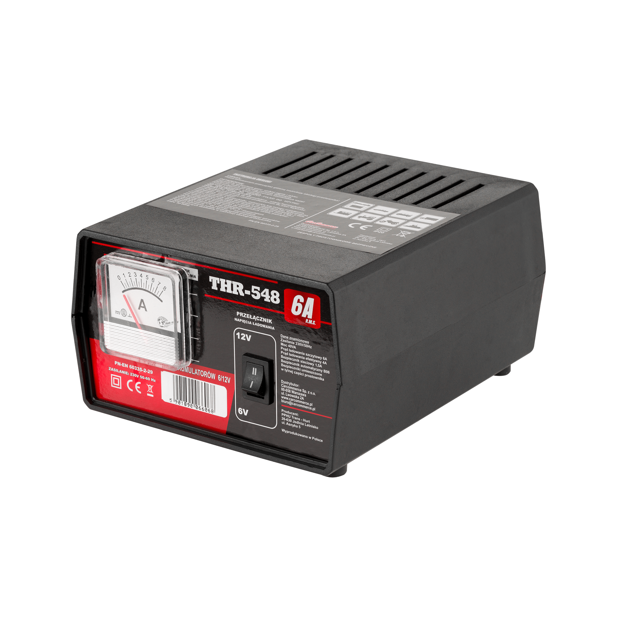 Випрямляч THR 548 12V/6V 6A з амперметром Випрямляч THR 548 12V/6V URZ0375 6A з амперметром