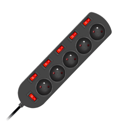 Подовжувач 3x1 Elgotech URZ3288 мм 5 розеток + 6 вимикачів 1