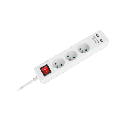 5 Power на 3 розетки + 2 USB-розетки з вимикачем - 1