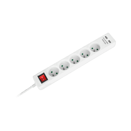 5 Power 5 розеток + 2 USB розетки з вимикачем - 1