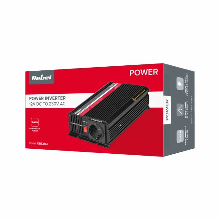 Перетворювач Rebel URZ3163 12V/230V 1000W (розетка F-типу: німецька) - Зображення 4