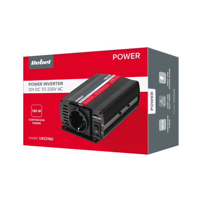 Перетворювач Rebel URZ3160 12V/230V 150W (розетка F-типу: німецька) - Зображення 3