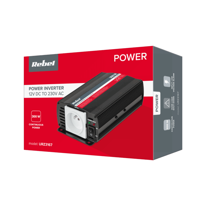 Перетворювач Rebel URZ3167 12V/230V 300W (розетка типу E: польська, французька) - Зображення 4