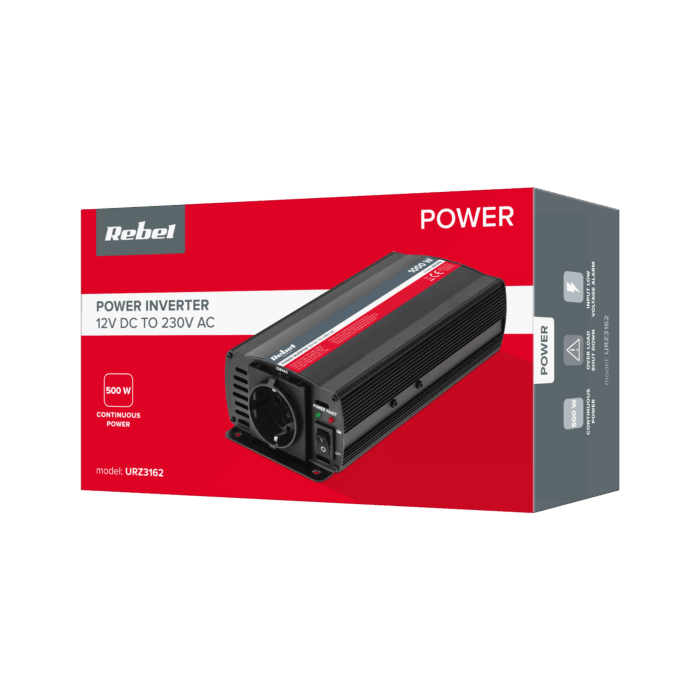 Перетворювач Rebel URZ3162 12V/230V 500W (розетка F-типу: німецька) - Зображення 4