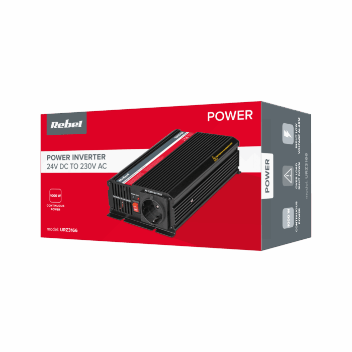 Перетворювач Rebel URZ3166 24V/230V 1000W (розетка F-типу: німецька) - Зображення 4