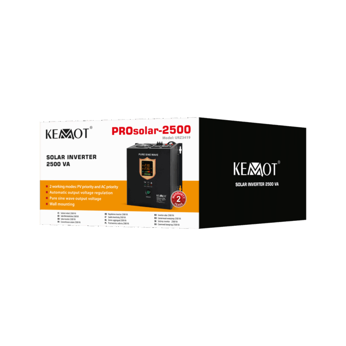 Настінний сонячний перетворювач (інвертор) Kemot URZ3419 PROsolar-2500 (24V 230V 25000VA/1800W) - Зображення 4