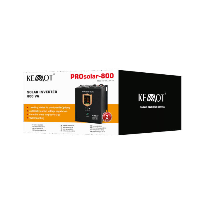 Настінний сонячний перетворювач (інвертор) Kemot URZ3416 PROsolar-800 (12V 230V 800VA/500W) - Зображення 4