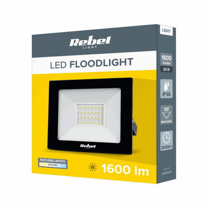 Світлодіодний прожектор Rebel URZ3600 20 Вт 4000 К (28x 2835 SMD) - Зображення 3