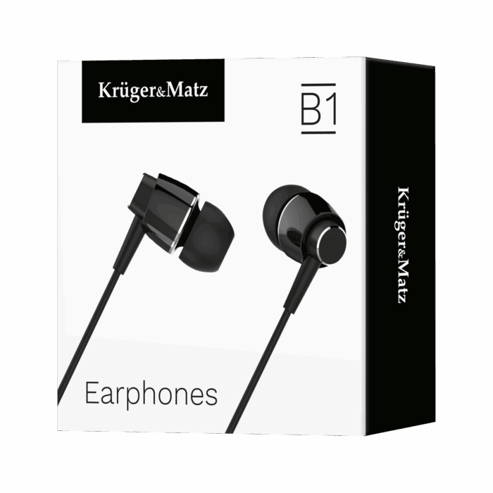 Вкладиші-навушники Krüger&matz KMPB1-B B1 з мікрофоном, чорні - Зображення 3