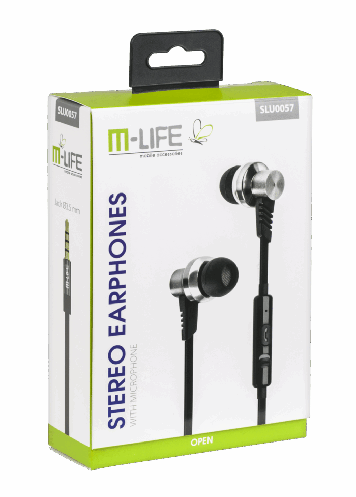 Металеві навушники-вкладиші M-life SLU0057 Jack 3.5 з мікрофоном для iPhone/Samsung - Зображення 3